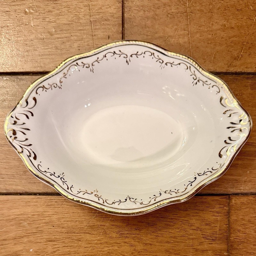 10pc VTG Antique W H Grindley White Scallop Gold China Serving Bowl Set England - Picture 7 of 10